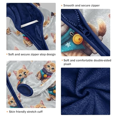 CHIFIGNO Cute Cats Grey Toddler Boys Warm Comfy Fleece Outerwear Jackets with Polar Fleece Lining 3T3