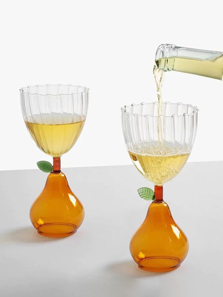 Cocktailgläser, Blumenförmige Martini Gläser Champagnerkelche mit Fruchtförmigem Boden (Apfel)