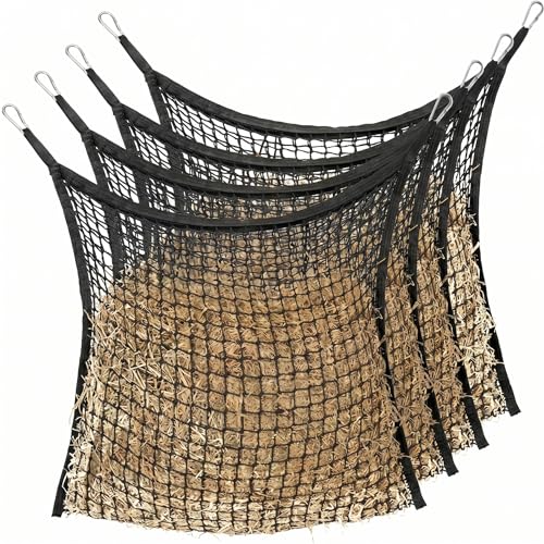 Sac à foin pour chevaux en lot de 4 filets alimentation lente 90x80cm
