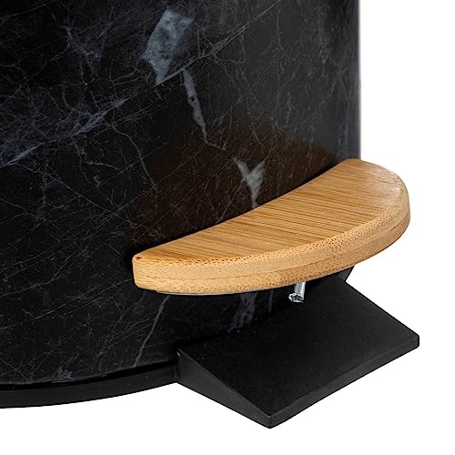 Papelera metálica de cierre suave Lea de 3 litros con elegante efecto mármol negro 4