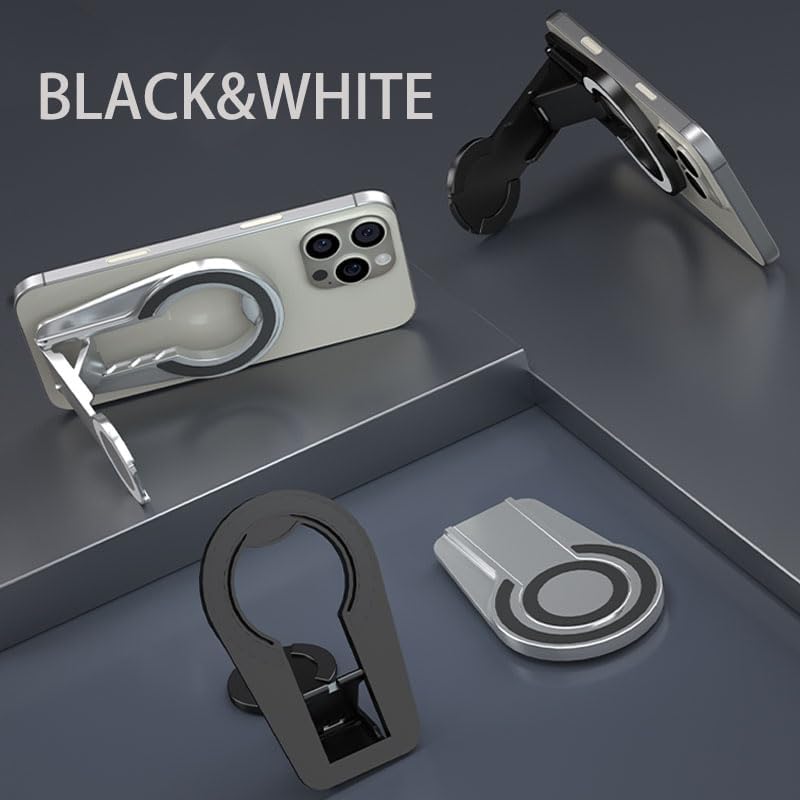 JZD Adjustable Angle Magnetic Phone Stand,360° Rotatable Foldable Metal Phone Holder with Non-Slip Base - Image 5