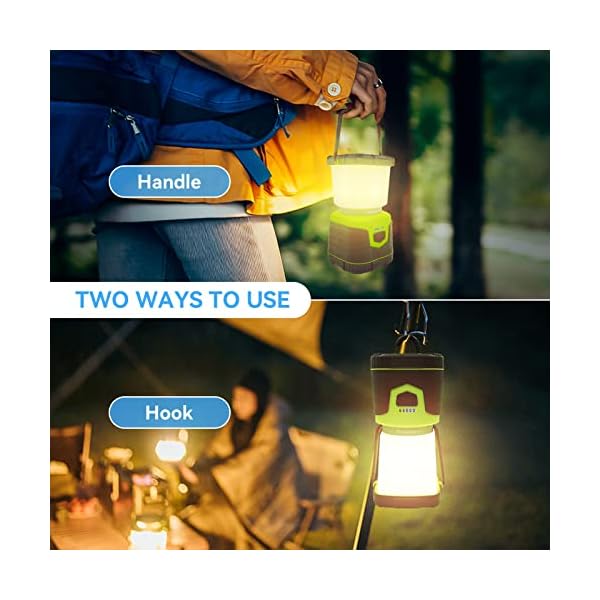 Campinglampe LED Wiederaufladbare Hitonass , 1000lm Superhell Suchscheinwerfer, Camping Licht mit 4 Helligkeiten Dimmbar, Notfallleuchte mit Bügel und Haken für Stromausfällen, Wandern, Notfall, usw. – Bild 7