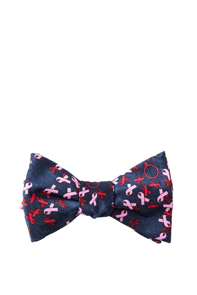 Infectious Awareables Breast Cancer Navy Blue Silk Butterfly Bow Tie