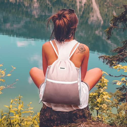 Image of WANDF Drawstring Backpack, Gym Sackpack for Sports (Dark Pink) | Water-Resistant, Shopping, Yoga, Travel, Beach, Daily Carry