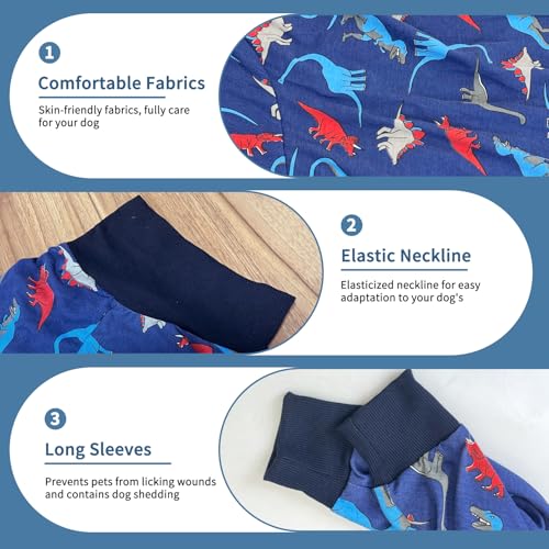 Image of Dog Onesie After Surgery Recovery Suit Anti Shedding Bodysuit Wounds Female Male Dog Neuter Spay Onesie E-Collar & Cone Alternatives Postoperative Shirt Dog Pajamas(XL)