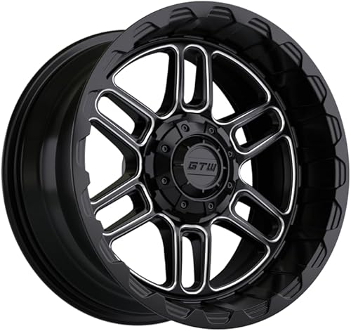 GTW Titan - Rueda de aluminio para carrito de golf de 14 pulgadas, 14 x 7 pulgadas, pernos 4-4, desplazamiento 34 (negro matemecanizado)