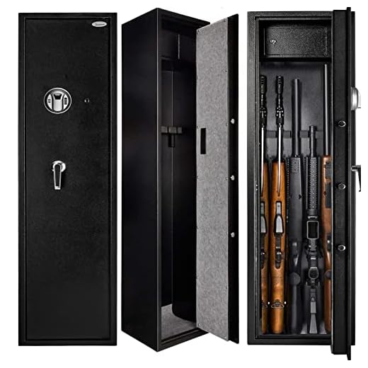 Quicktec Larger and Deeper Biometric Rifle Safe, New and Improved Fingerprint Gun Safe for 5-6 Rifles and Shotguns for Home, Quick Access Gun Cabinet (w or w/o Scope) with Lockbox Silent Mode
