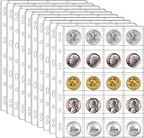 10 Blatt Münzsammelseiten, Münzen Taschenseite mit 200 Taschen, Münzbinder-Einlagen Hüllen mit Standard 9 Loch für Münzalbum Aufbewahrungshalter für Währung, Briefmarke und andere Vorräte (20 Taschen)