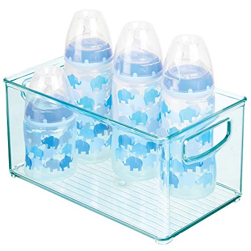 mDesign Deep Storage Organizer Container, Handles for Kids/Child Supplies in Kitchen, Pantry, Nursery, Bedroom, Playroom - Holds Snacks, Bottles, Baby Food, Diapers, Wipes, Toys - 10