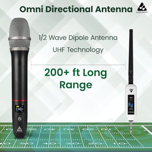 Image of Audio Array Solo UHF Wireless Microphone System with Brief Case | 24Bit /48kHz Audio | Dual Channel Dynamic Mics | 50m Range | Cardioid Pickup | DSP Frequency Lock | Rechargeable Battery | AM-W33 Pro