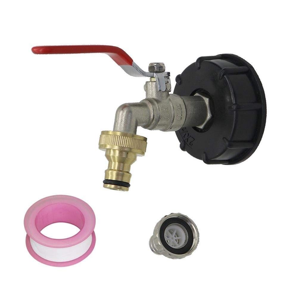 Złącza wody ogrodowej Adapter kranu spustowego 60 mm gwint żeński do 1/2 "gwint męski IBC zestaw adaptera zaworu zbiornika żelazny mosiężny kran (kolor: 1) (1)