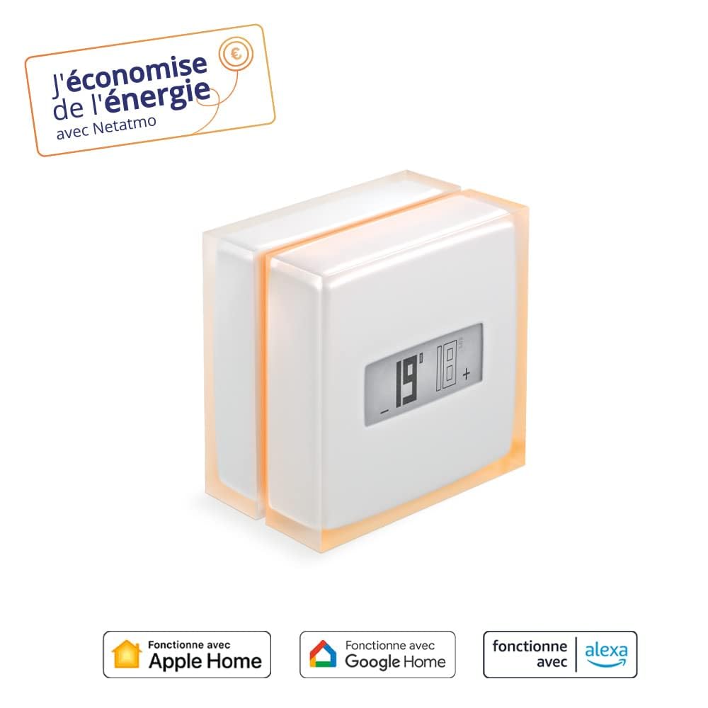 Netatmo Termostato Wifi Intelligente - Controlla il Riscaldamento da Remoto tramite App - Per caldaia individuale, NTH01-AMZ