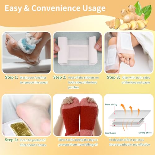 Image of Ginger Foot Pads 40PCS Ginger Pads Natural Bamboo Vinegar Ginger Foot Patches for Removing Impurities Deep Cleansing, Foot and Body Care Home Use 足贴 生姜足贴
