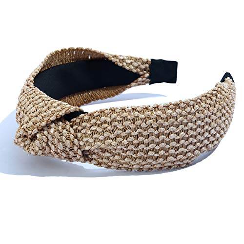 Straw Headbands Womens Fashion Hair Accessories Twist Knot Wide Hand Knitted Statement Summer Retro Grace Elegant Wide Hairbands