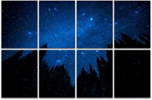 Paneles acústicos artísticos, panel acústico insonorizado de bosque nocturno brillante con panel autoadhesivo decorativo absorbente de sonido,