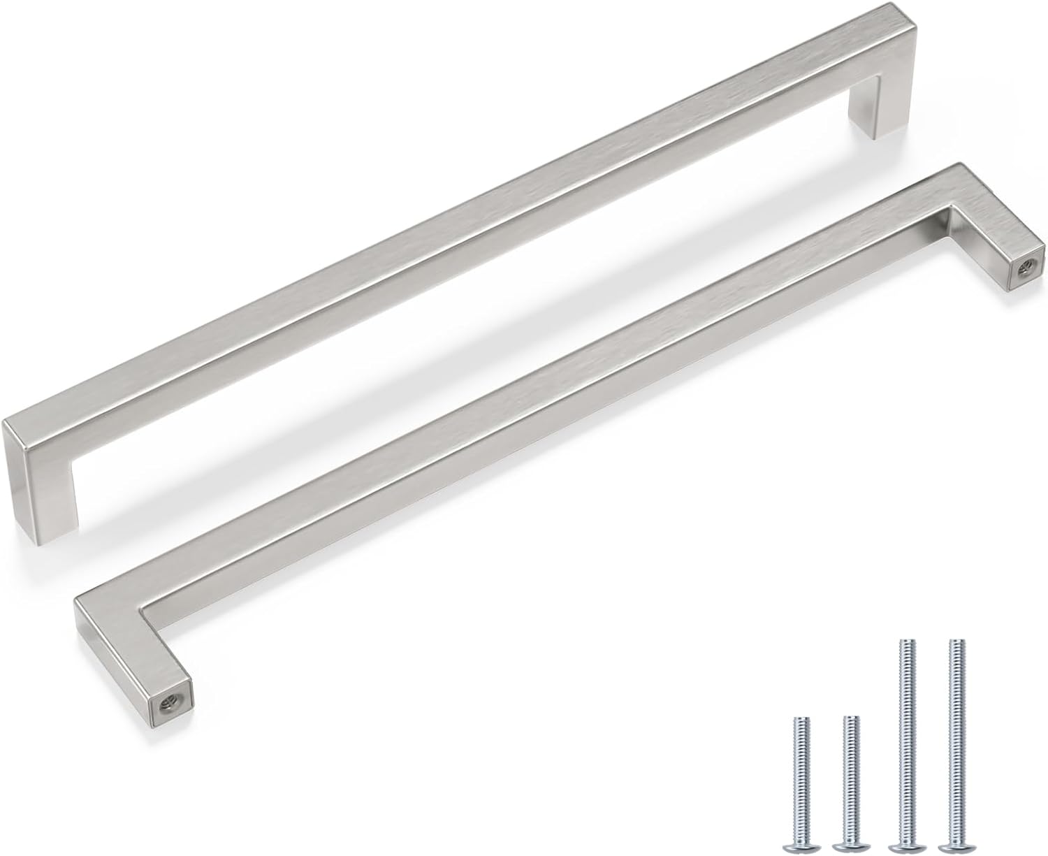 goldenwarm Brushed Nickel Cabinet Pulls Silver Drawer Handles Square Hardware for Kitchen Dresser, 10 Inch Hole Center, 30 Pack