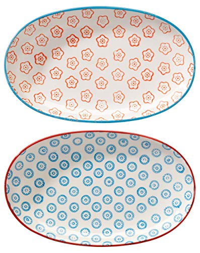 BLOOMINGVILLE Plato para Servir Emma Oval, Cerámica, 2 piezas