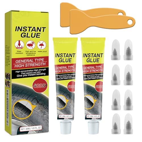 Image of Car Tire Repair Kit with 2 Tire Repair Glue,8 Tire Repair Plugs,Waterproof Tire Plug Glue for Quick Repair Tire Scuffs,Holes and Tears,Self-Service Screw in Tire Plugs for Most Cars