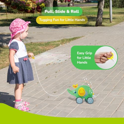 Image of R for Rabbit Orapple Trunky Musical Pull-Along Toy for Baby with Lights & Smooth Wheels |Encourages Walking, Balance & Coordination | Motor Skill Development 12+ Months Kids (Green Yellow)