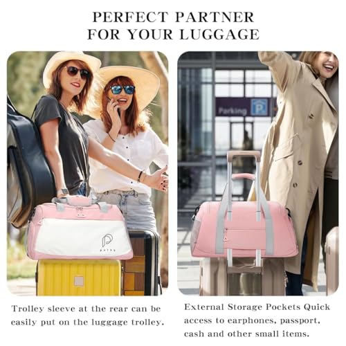 Image of PALAY Travelling Bags for Luggage Muti- Pocket Sports Duffle Bags for Women with Wet Pocket & Shoe Compartment Weekender Overnight Gym Bags for Women