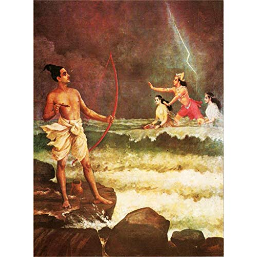 Peinture à l'huile Raja Ravi Varma pour sublimer un salon chic - Toile Inde Varuna 06