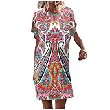 Vestido de túnica de manga murciélago para mujer, vestido corto de verano con una línea A, vestido de verano con abertura para mujer, elegante, vestido de verano ventilado, colorido, ligero, vestido