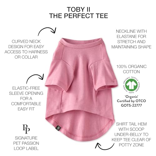 Pet Passion Toby II - The Perfect Tee, 8 Pack Short Sleeve Pet T-Shirt 100% Organic Cotton Tees Clothes for Small, Medium, Large Dogs, Rainbow Pink, Medium by Pet Passion - Used condition - US$23.76