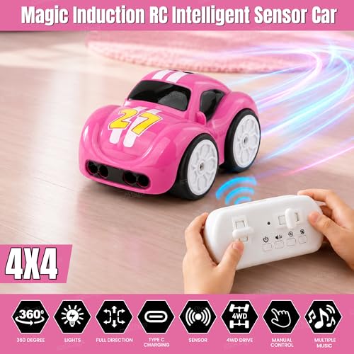 Image of Zest 4 Toyz Remote Control Car for Kids | 4x4 Drift RC Car | 2.4GHz Remote Control | Rechargeable RC Car | Sensor & Manual Control | Sound & Music | Type-C Charging | Follow Escape Dodge Mode - Pink