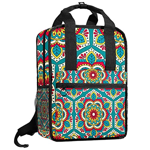 Sac à dos pour garçons parfait pour l'école au motif géométrique floral bohème