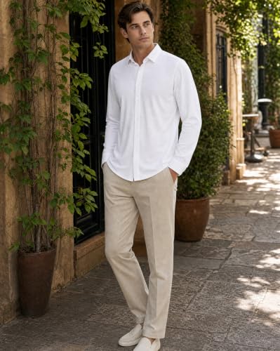 Image of Nobero Everyday Comfort Shirt for Men | Cotton Shirts for Men in 205 GSM Plated Interlock | Stand Collar | Regular Fit | Full Sleeve