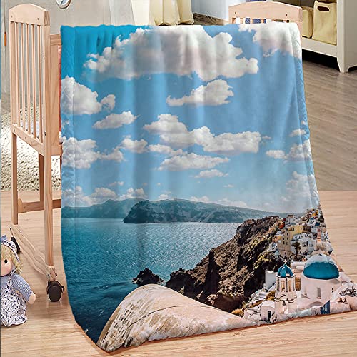 Couverture nuages bleus plaid en peluche doux pour cadeau idéal