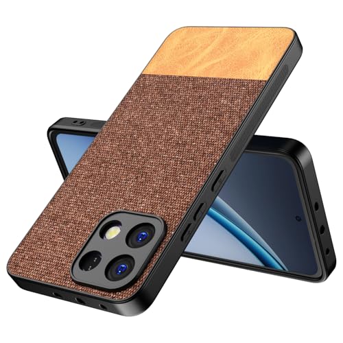 Image of Kapa Soft Fabric & Leather Hybrid Protective Back Cover for Oppo K13 5G | Shockproof Slim Hard Anti Slip Back Case (Brown)