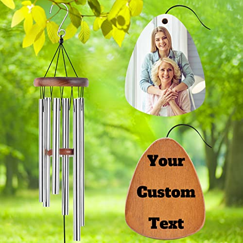 Image of Personalized Custom Wind Chimes Memorial Gift for Loss of Loved One Mother Dad Mom Dog Pets Customized Outdoor Sympathy Wind Chimes with Photo Text