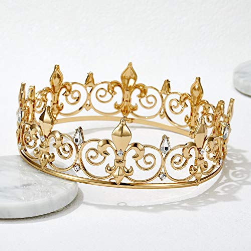 image for SWEETV Royal King Crown for Men/Women (Unisex) - Metal Prince Crowns a