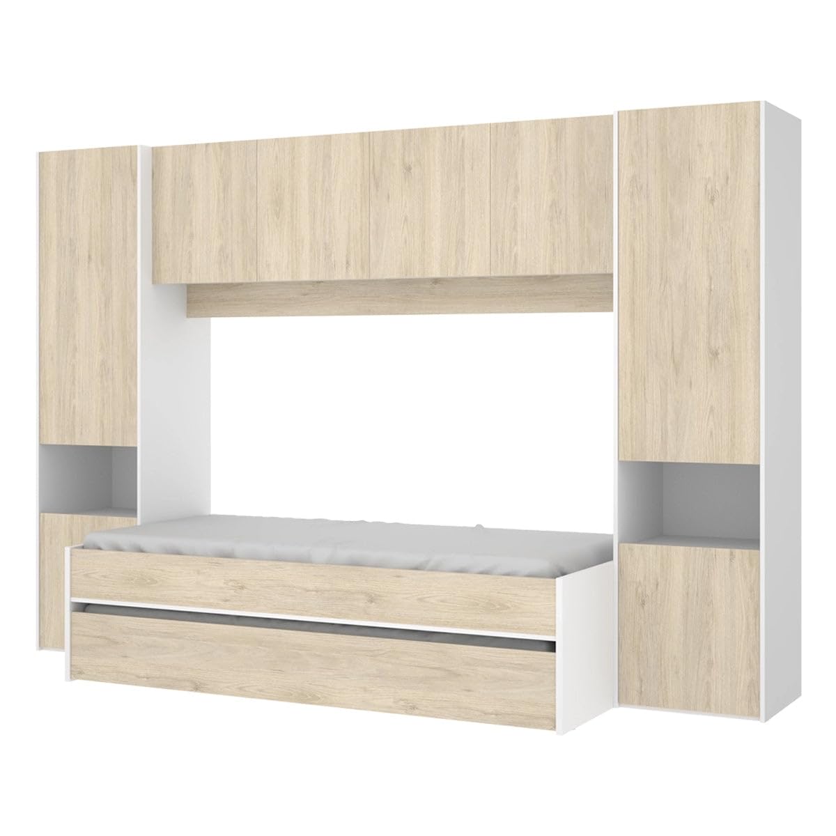 DEKIT - Pack Ahorro Juvenil Dormitorio Puente Kwai, 1 somier Lama Ancha y 2 colchones viscoelásticos Nova 90 x 190 cm