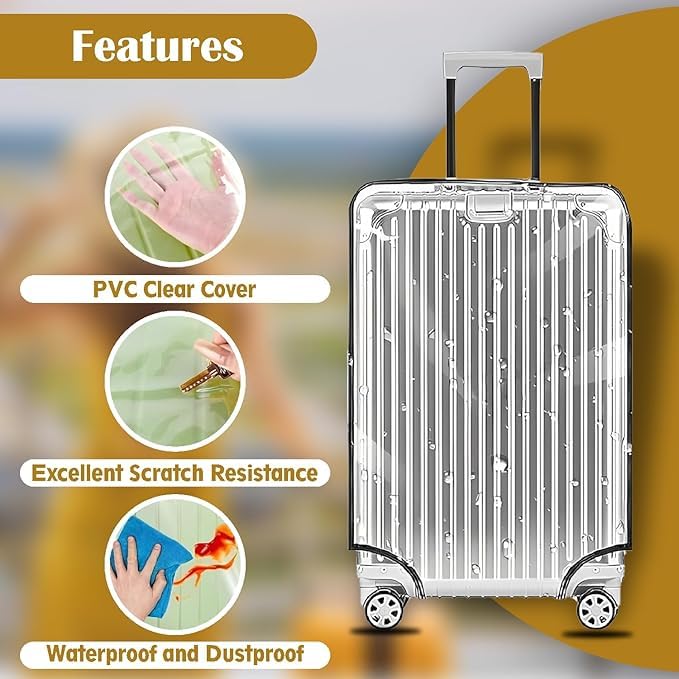 Image of NYALA 3 Pcs Protective Trolley Bag Cover | Suitcase Bag Cover | Waterproof Dustproof Luggage Cover, Clear PVC Suitcase Covers Protectors (28 in, 24 in, 20 in) (Transparent, 3 Size Combo)