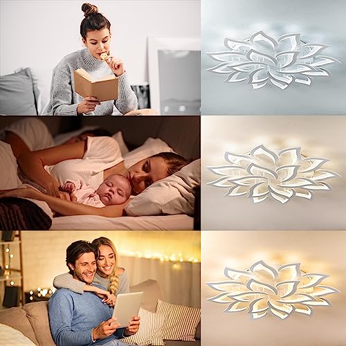 Lustre salon LED dimmable télécommande plafonnier 120 cm