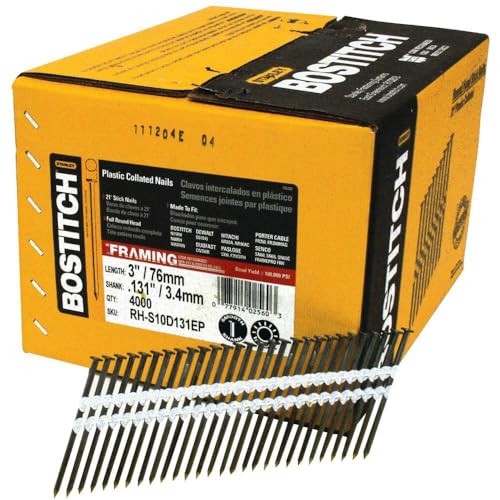 Bostitch 4000-Qty. 3 in. X .131 Smooth Shank 21 Degree Plastic Collated Stick Framing Nails