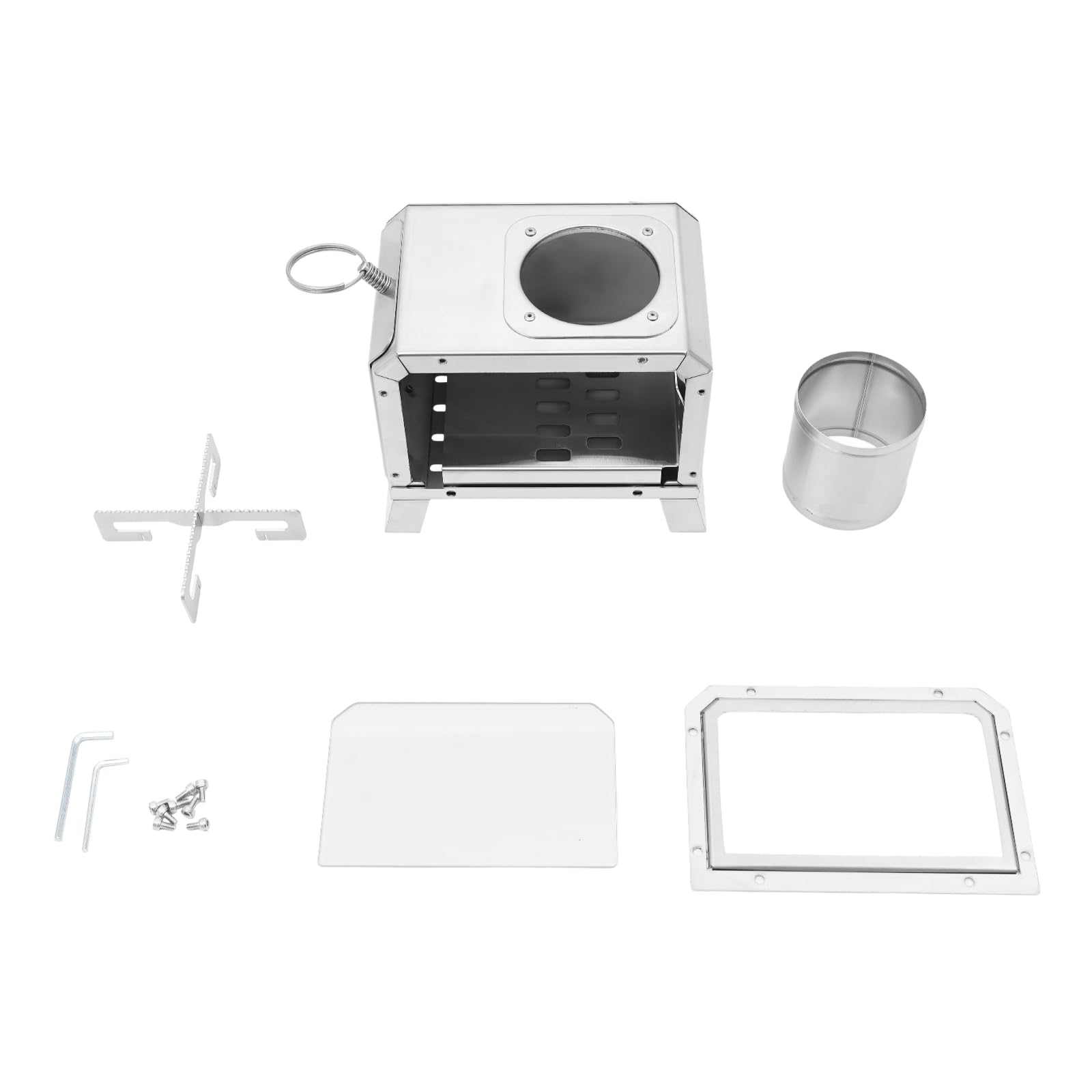 Réchaud de camping, réchaud à bois portable pour l'extérieur | Mini réchaud de camping portable en acier inoxydable en forme de X, 18,5 x 12,8 cm, pour camping, randonnée, pêche sur glace