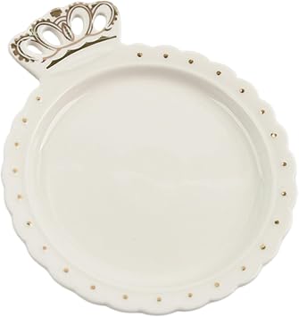 Ceramic Crown Jewelry Tray Ring Dish and Trinket Organizer Plate with Gold Detailing for Bracelets, Necklaces, Earrings Storage and Decorative Vanity Use