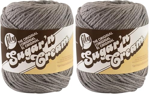 Image of Lily Sugar 'N Cream The Original Solid Yarn, 2.5oz, Medium 4 Gauge, 100% Cotton - Overcast - Machine Wash & Dry (Pack of 2)