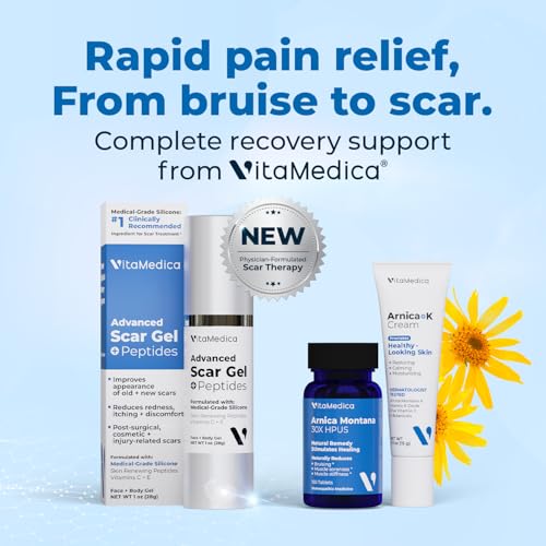 Image of VitaMedica Arnica Gel Plus 15 Healing Plant Compounds, Extra Strength Formula for Bruising, All-Natural Plant-Based Topical Gel, 4-Pack