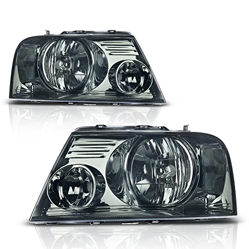Image of OEDRO Halogen Headlights Compatible with 2004 2005 2006 2007 2008 Ford F-150 /06-08 Lincoln Mark LT Pickup Headlamps Replacement Smoke Lens Driver and Passenger Side