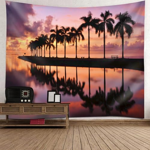 Tenture murale paysage soleil couchant, déco grand format pour salon et chambre adulte