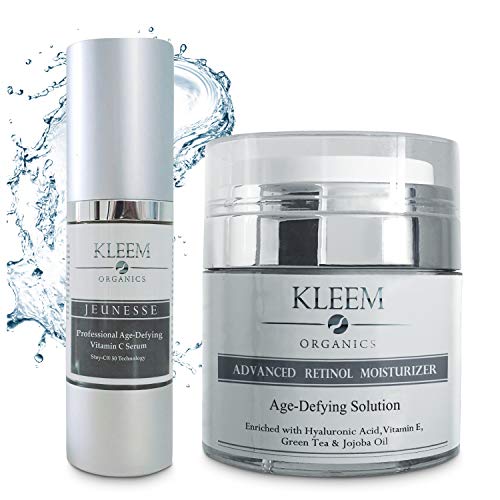 Vitamin C Serum & Retinol Cream for Face Bundle - Natural & Organic Anti Aging Skin Care Set for Men & Women to Reduce Wrinkles and Dark Spots