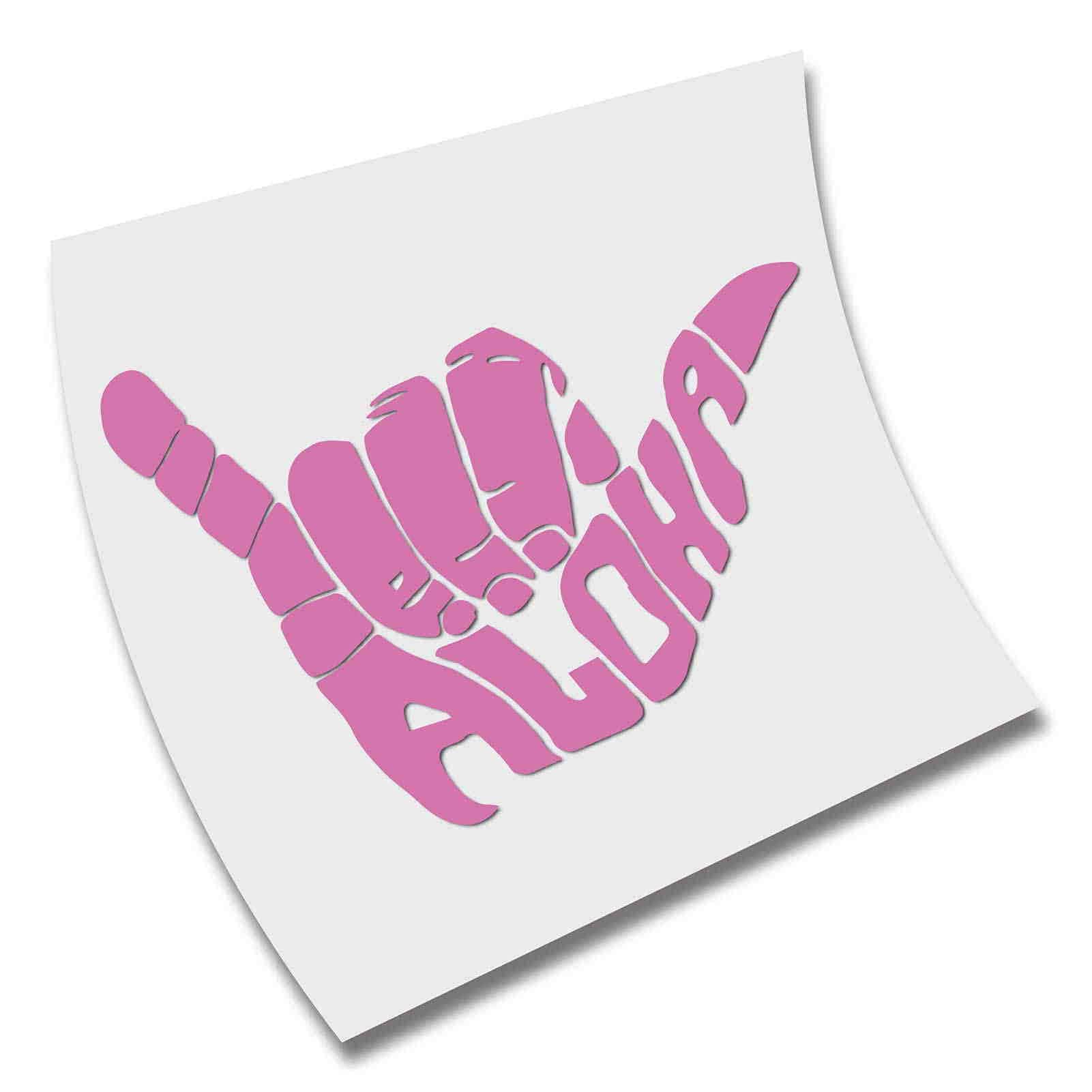 STICKER PEGATINA ALOHA MANO SURF SURFER URBAN HAWAII VINILO DECAL VINYL CORTE (Rosa Claro)