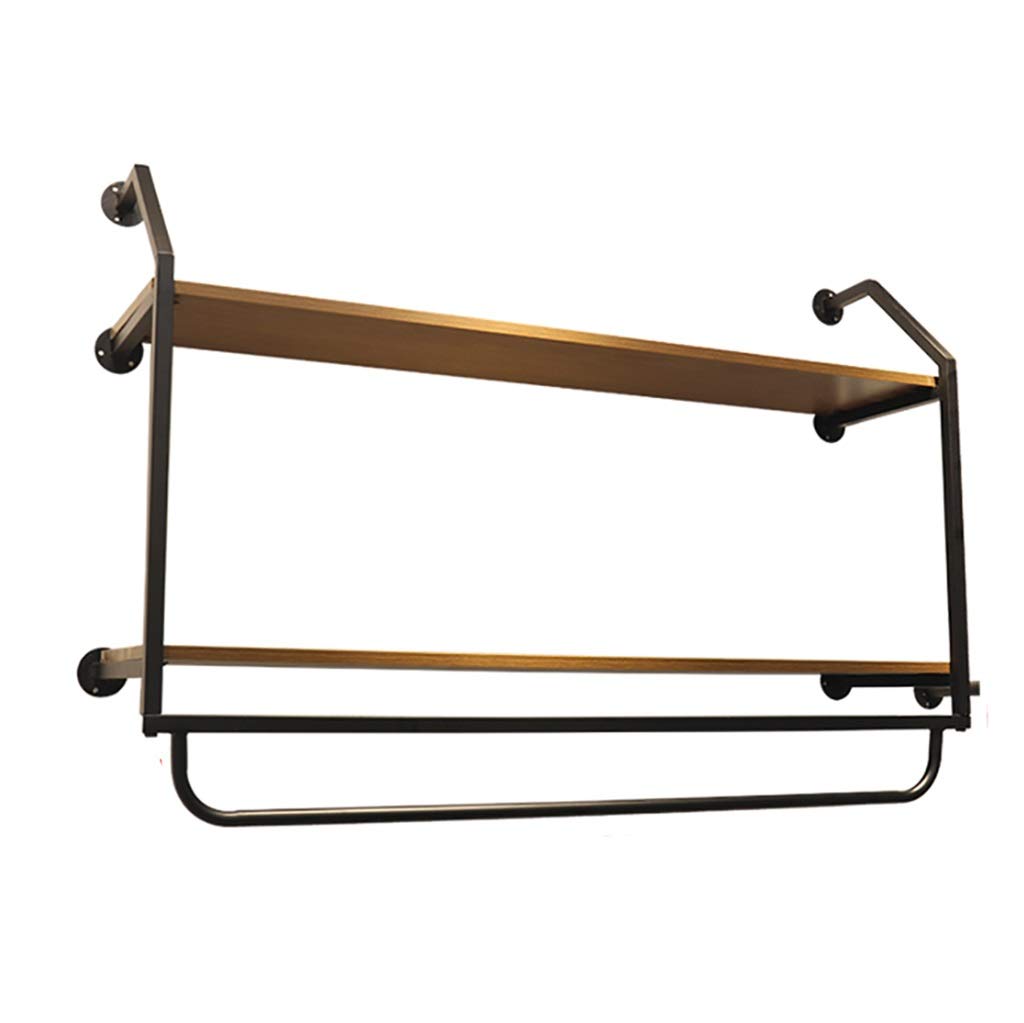 HPTHLY 2 Tier Iron Garment Rack Storage Shelf Wall Mounted Clothing Rodswith Shelf Hanging Closet (80X30X83Cm)