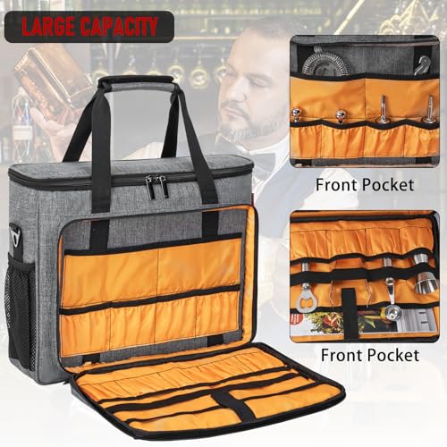 Bolsa de camarero portátil con separadores para kit de coctelera y hogar 3