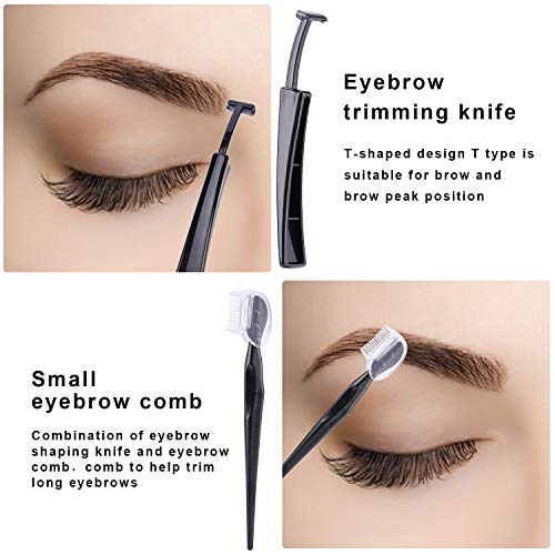 Jpnk 5 In 1 Eyebrow Tweezers Scissors And Razors Set-Eyebrow Trimmer Shaver Shaper And Angled & Spoolie Brows Brushes Eyebrow Grooming Kit For Women And Men #TOP4