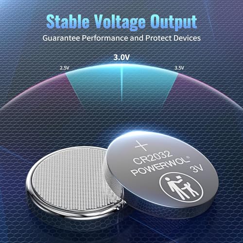 POWEROWL CR2032 Knopfzellen 3V Lithium Knopfzelle CR 2032 Batterien 12 Stück